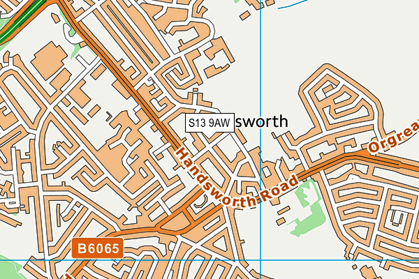 S13 9AW map - OS VectorMap District (Ordnance Survey)
