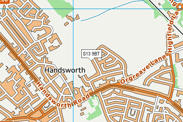 S13 9BT map - OS VectorMap District (Ordnance Survey)