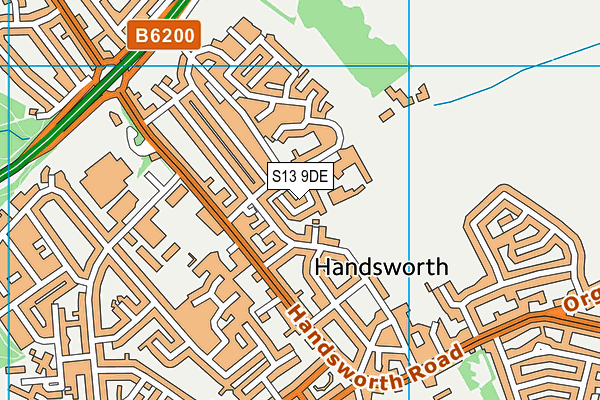 S13 9DE map - OS VectorMap District (Ordnance Survey)