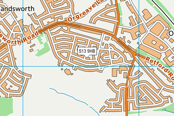 S13 9HB map - OS VectorMap District (Ordnance Survey)