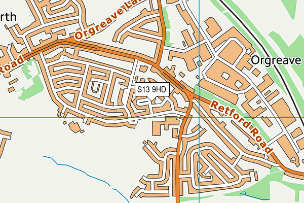 S13 9HD map - OS VectorMap District (Ordnance Survey)