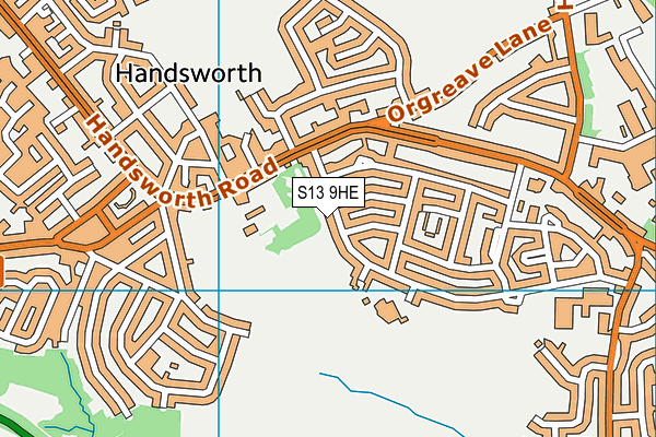 S13 9HE map - OS VectorMap District (Ordnance Survey)