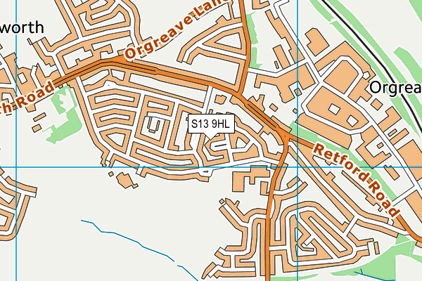 S13 9HL map - OS VectorMap District (Ordnance Survey)