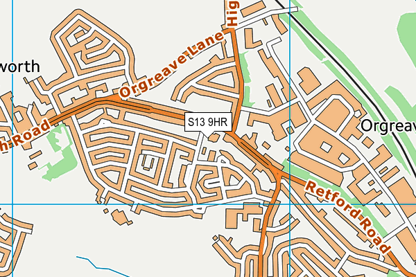 S13 9HR map - OS VectorMap District (Ordnance Survey)