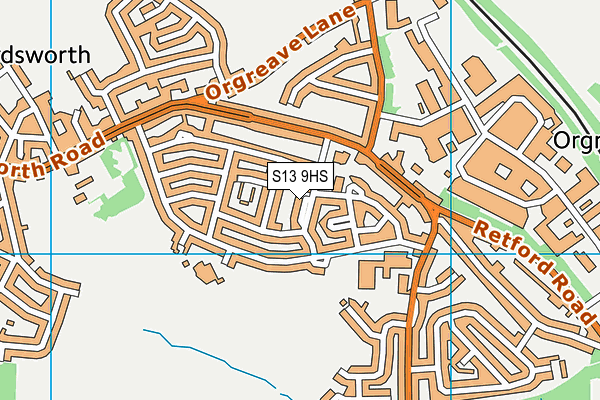 S13 9HS map - OS VectorMap District (Ordnance Survey)