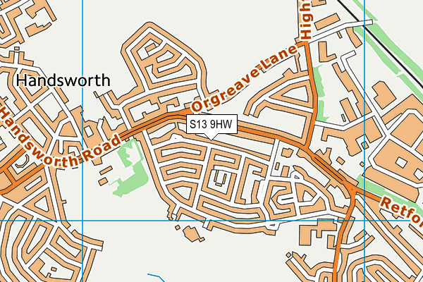 S13 9HW map - OS VectorMap District (Ordnance Survey)