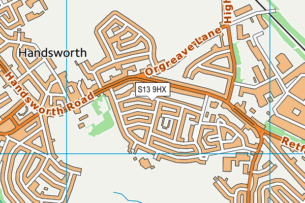 S13 9HX map - OS VectorMap District (Ordnance Survey)