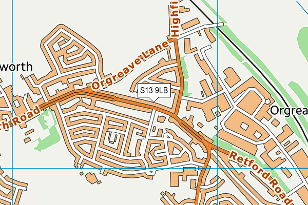 S13 9LB map - OS VectorMap District (Ordnance Survey)