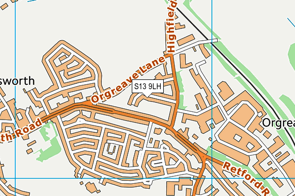 S13 9LH map - OS VectorMap District (Ordnance Survey)