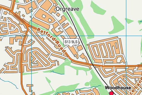 S13 9LS map - OS VectorMap District (Ordnance Survey)