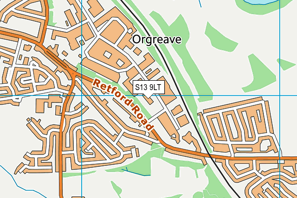 S13 9LT map - OS VectorMap District (Ordnance Survey)