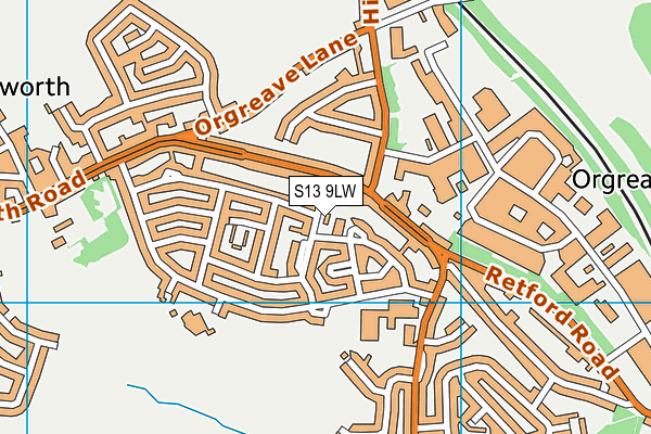 S13 9LW map - OS VectorMap District (Ordnance Survey)