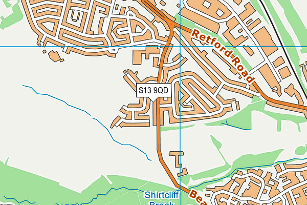 S13 9QD map - OS VectorMap District (Ordnance Survey)