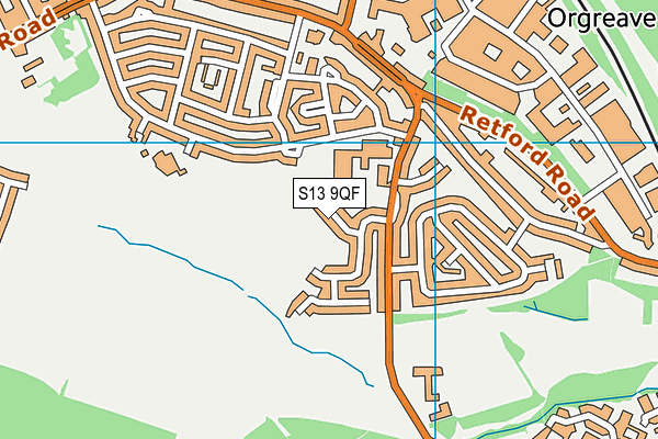 S13 9QF map - OS VectorMap District (Ordnance Survey)