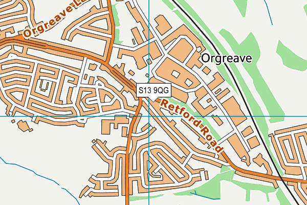 S13 9QG map - OS VectorMap District (Ordnance Survey)