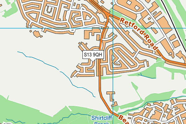 S13 9QH map - OS VectorMap District (Ordnance Survey)