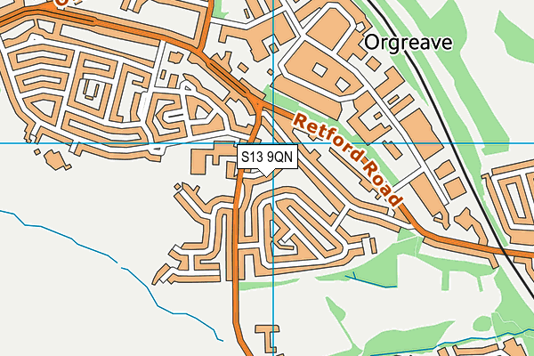 S13 9QN map - OS VectorMap District (Ordnance Survey)