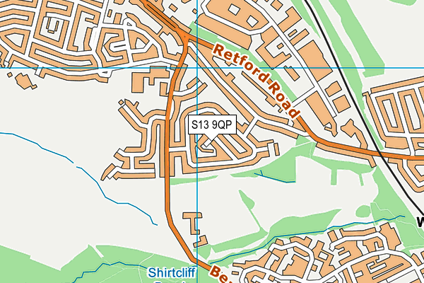 S13 9QP map - OS VectorMap District (Ordnance Survey)