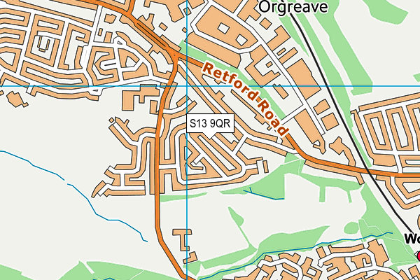 S13 9QR map - OS VectorMap District (Ordnance Survey)