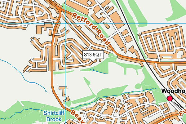 S13 9QT map - OS VectorMap District (Ordnance Survey)