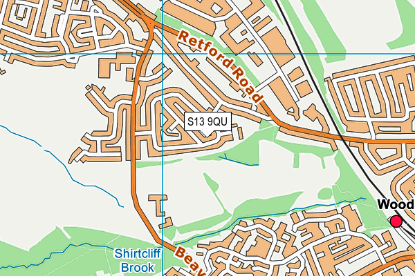 S13 9QU map - OS VectorMap District (Ordnance Survey)