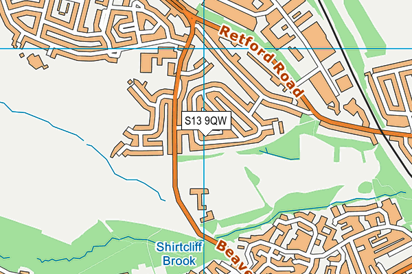 S13 9QW map - OS VectorMap District (Ordnance Survey)