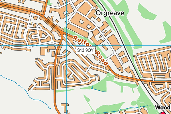 S13 9QY map - OS VectorMap District (Ordnance Survey)