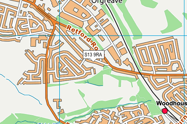 S13 9RA map - OS VectorMap District (Ordnance Survey)