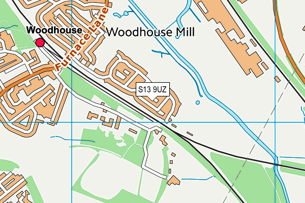 S13 9UZ map - OS VectorMap District (Ordnance Survey)