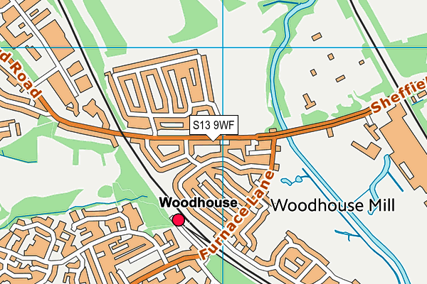 Woodhouse Mill map (S13 9WF) - OS VectorMap District (Ordnance Survey)