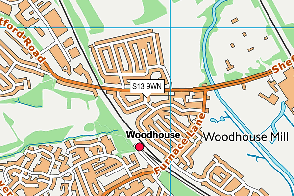 S13 9WN map - OS VectorMap District (Ordnance Survey)