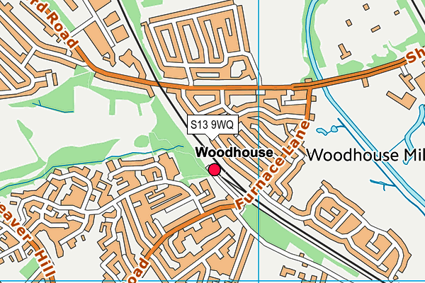 S13 9WQ map - OS VectorMap District (Ordnance Survey)