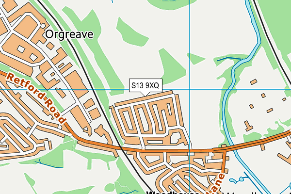 S13 9XQ map - OS VectorMap District (Ordnance Survey)