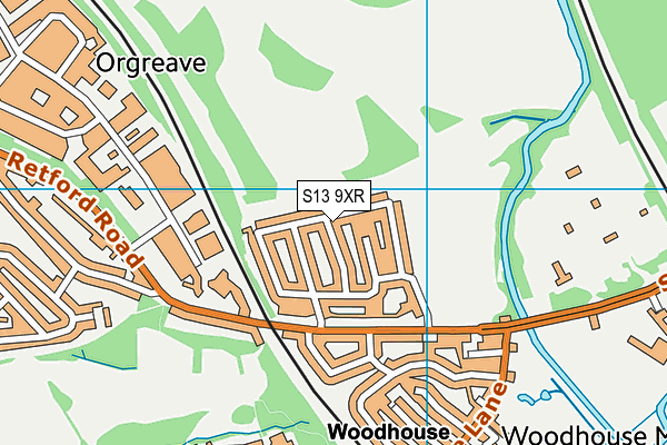 S13 9XR map - OS VectorMap District (Ordnance Survey)