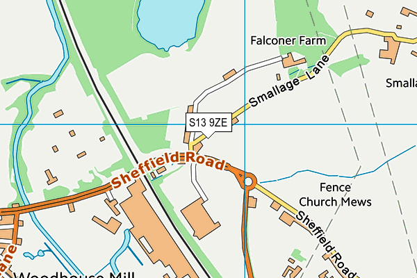 S13 9ZE map - OS VectorMap District (Ordnance Survey)