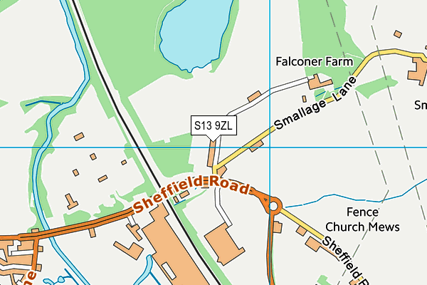 Falconer Lane Recreation Ground map (S13 9ZL) - OS VectorMap District (Ordnance Survey)