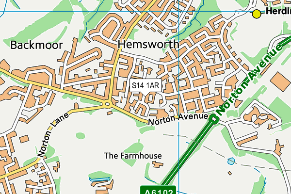 S14 1AR map - OS VectorMap District (Ordnance Survey)