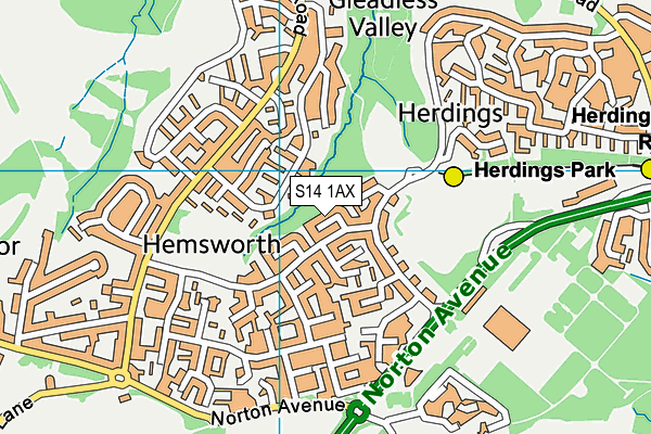 S14 1AX map - OS VectorMap District (Ordnance Survey)