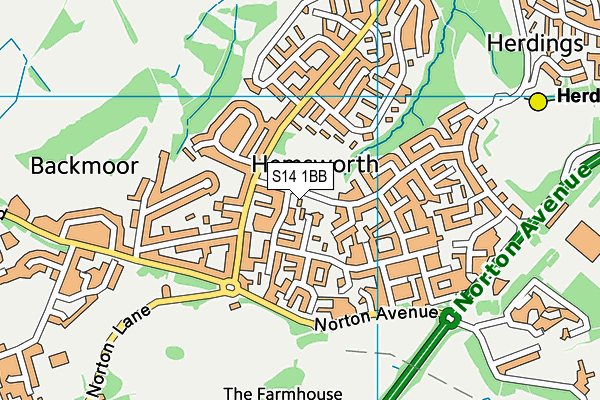 S14 1BB map - OS VectorMap District (Ordnance Survey)