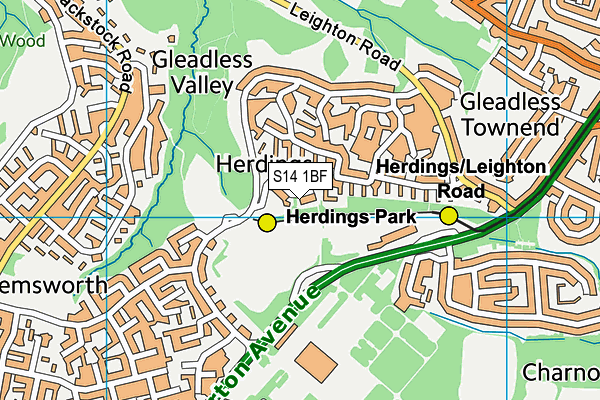 S14 1BF map - OS VectorMap District (Ordnance Survey)