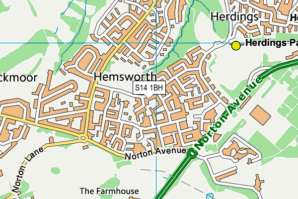 S14 1BH map - OS VectorMap District (Ordnance Survey)