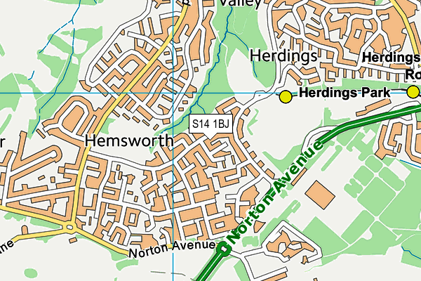 S14 1BJ map - OS VectorMap District (Ordnance Survey)