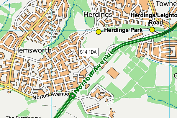 Herdings Park map (S14 1DA) - OS VectorMap District (Ordnance Survey)
