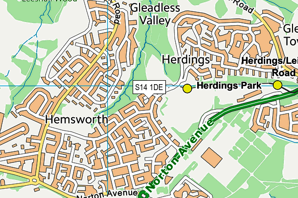 S14 1DE map - OS VectorMap District (Ordnance Survey)