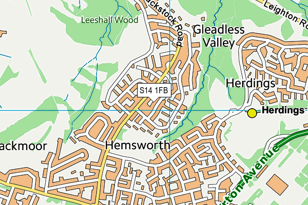 S14 1FB map - OS VectorMap District (Ordnance Survey)