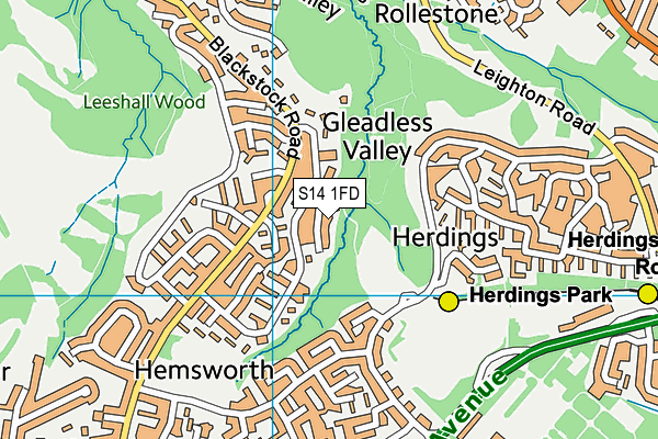 S14 1FD map - OS VectorMap District (Ordnance Survey)