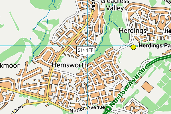 S14 1FF map - OS VectorMap District (Ordnance Survey)