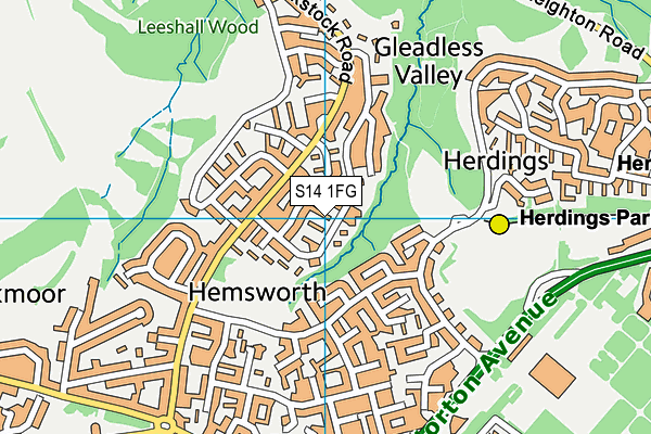 S14 1FG map - OS VectorMap District (Ordnance Survey)