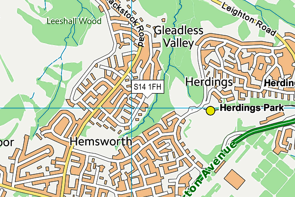 S14 1FH map - OS VectorMap District (Ordnance Survey)