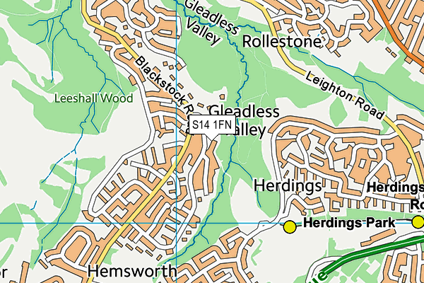 S14 1FN map - OS VectorMap District (Ordnance Survey)